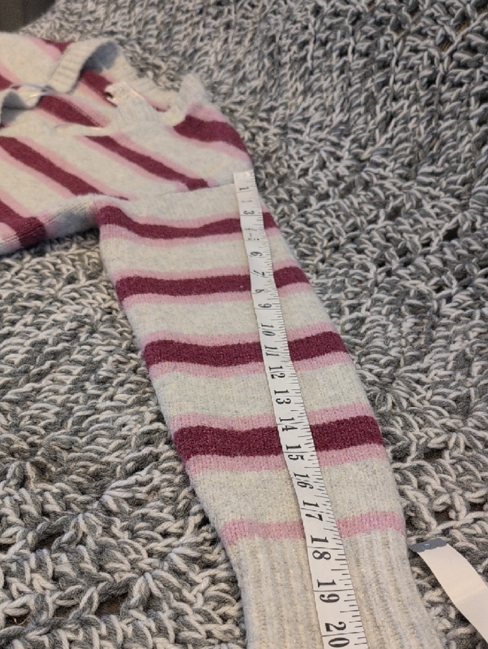 331 - Wild Skye Striped Cardigan, Knit Cozy Coquette Vibes, Heart Shaped Buttons - Picture 6 of 7